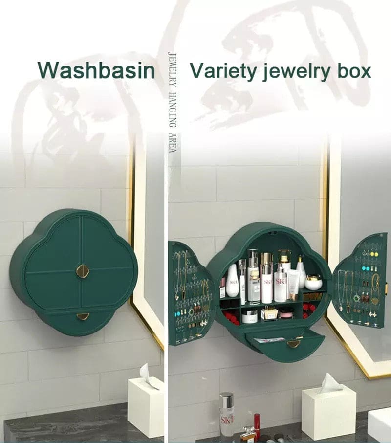 Self Adhesive Dust Proof Storage Box, Walnut Bathroom Jewelry Storage Box, Bathroom Wall-mounted Makeup Organizer, Punch-free Necklace Earring Storage Rack, Perforated Free Cosmetic Dustproof Waterproof Rack Self Adhesive Dust Proof Storage Box, Walnut Bathroom Jewelry Storage Box, Bathroom Wall-mounted Makeup Organizer, Punch-free Necklace Earring Storage Rack, Perforated Free Cosmetic Dustproof Waterproof Rack